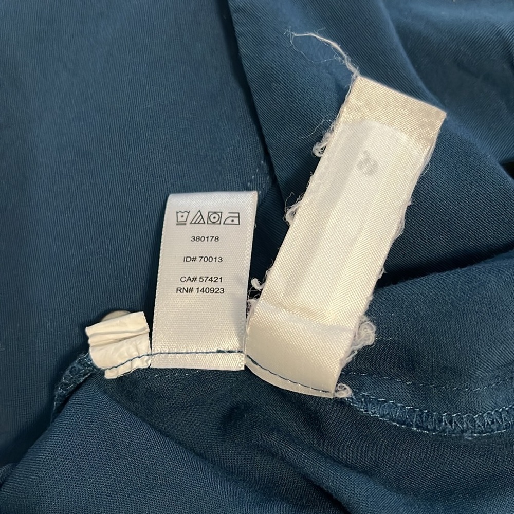 Lou & Grey Blue Shirt Dress Long Sleeve Cinch Waist Large with Pockets - Picture 5 of 8